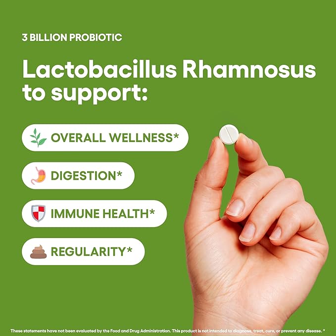 Lactobacillus Rhamnosus Probiotic Supplement 240 Tablets 3 Billion CFU Probiotics for Men & Women Supports Intestinal Digestive & Gut Health (240, Lactobacillus Rhamnosus)