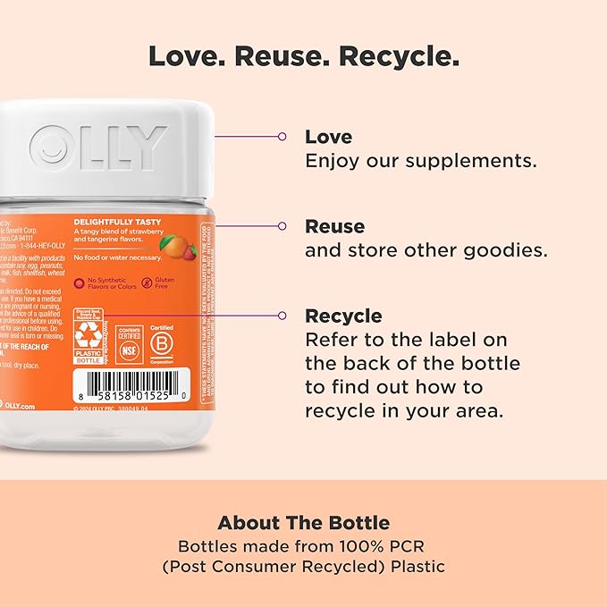OLLY Laser Focus Gummy, Ginseng, Alpha GPC, B Vitamins, Berry Tangerine Flavor - 36 Count (Pack of 2)