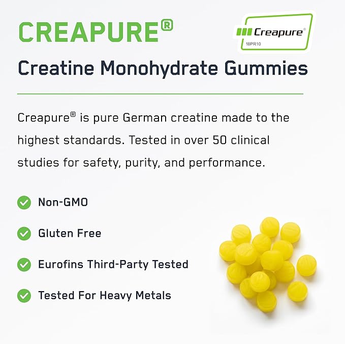 SteelFit Creapure Creatine Monohydrate Gummies for Men & Women, Lemon Lime - Gym Workout Nutritional Supplements for Muscle Gain, Brain Health & Strength Building Dietary Supplement, 120 Gummies