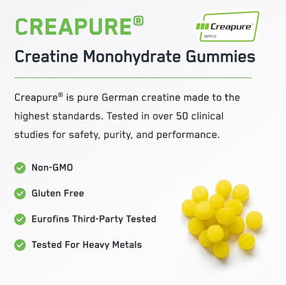 SteelFit Creapure Creatine Monohydrate Gummies for Men & Women, Lemon Lime - Gym Workout Nutritional Supplements for Muscle Gain, Brain Health & Strength Building Dietary Supplement, 120 Gummies