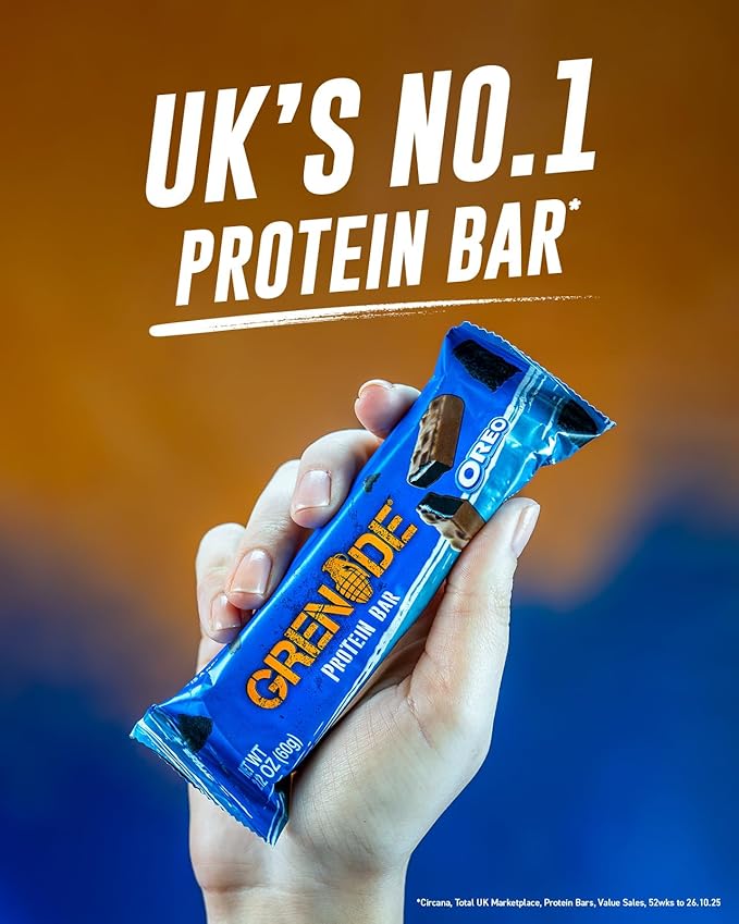 Grenade OREO Milk Chocolate High Protein Bar, 20g Protein and 1 g Sugar per Snack Bar, 12 Count, 2.1 oz Bars