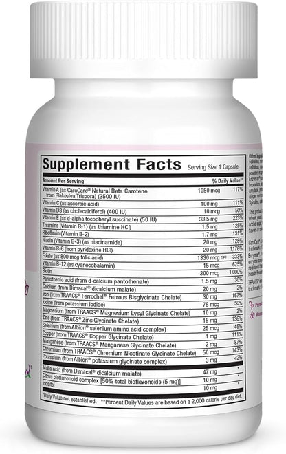 Prenatal Vitamins for Women - One a Day - Pregnancy Multivitamin with Folic Acid, Iron, Vitamin D3, B12, Zinc & Biotin – Daily Prenatal Support Before, During & After Pregnancy – 60 Capsules