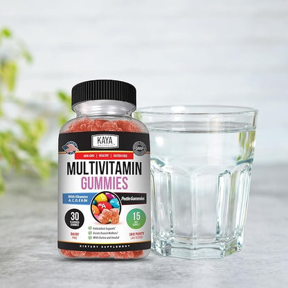 Kaya Naturals Adult Multi Vitamin Gummy, Biotin, Vitamin A, B-12, C & E, Including Zinc, Folic Acid, Strawberry Flavor - Gluten-Free Multivitamins Sweet Adult Gummies (Pack of 2)