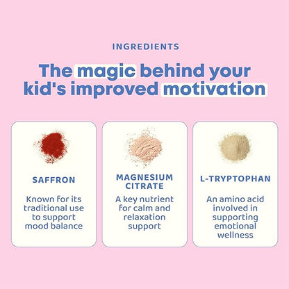 JoySpring Saffron for Kids – Mood Magic Pixie Sticks with Magnesium Citrate & Vitamin D3 – Herbal Saffron Extract Drink Mix, Sugar Free Cherry Lime Powder | 4+ Years | 25 Servings