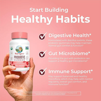 MARYRUTH'S USDA Organic Probiotic Gummies Probiotic Digestive Support | Immune Support | Digestive & Gut Health Supplement | 5 Billion CFU | Vegan | Non-GMO | Gluten Free | 60 Count
