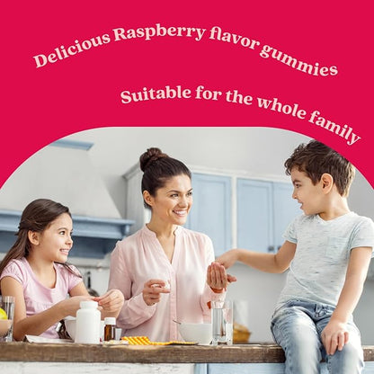 BeLive Elderberry Gummies with Vitamin C, D3 and Zinc - Multivitamin Supplement for Immune Health Support for Kids & Adults - 50 Count - Raspberry Flavor