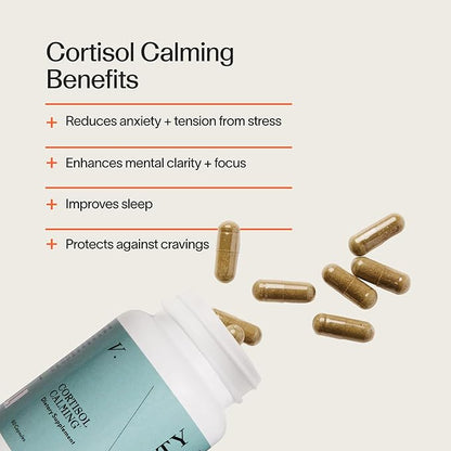 Veracity Cortisol Calming - Clinically Proven Stress & Sleep Support Supplement - Reduces Tension & Improves Mental Clarity with Natural Blend of Adaptogens - 60 Capsules