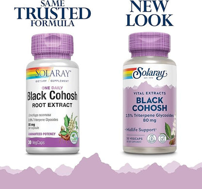 SOLARAY Black Cohosh Root Extract 80 mg | One Daily Womens Health & Menopause Support Supplement | Non-GMO, Vegan & Lab Verified | 30 VegCaps