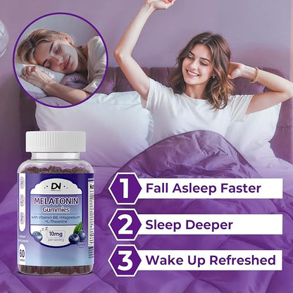 Divinity Nutra Sleep Gummy - 60 Count - Melatonin Gummies with Vitamin B, Magnesium for Men and Women, Blueberry Flavor