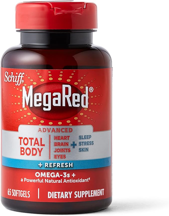 MegaRed Omega-3 Blend Total Body + Refresh 500mg Softgels, (65 Count in a Bottle), Easily Absorbed Krill Oil, to Support Your Heart, Joints, Brain & Eyes