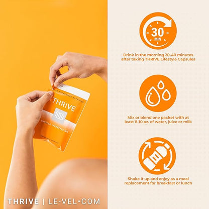 Thrive Protein Shake | 16 Packets (35g Each) | Gluten-Free, Pea Protein, Probiotics, Fiber & Digestive Enzymes | Supports Lean Muscle (16 Packets (Single Servings), Vanilla)