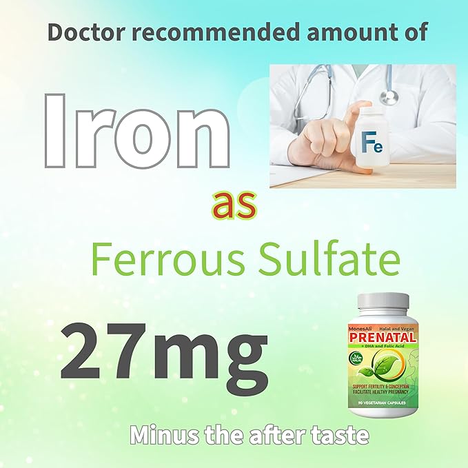 Prenatal Vitamins for Women | Postnatal | Vegan, Halal Gelatin Free | with Folate, Iron & Biotin | Supports Pregnancy, Postpartum Energy & Hair Health, 90 Capsules