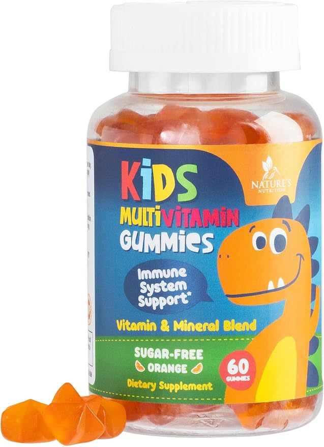 Kids Multivitamin Gummies - Sugar Free - Tasty Orange Flavor Gummy - Daily Immune Support with 100% Vitamin B12 - Essential Vitamins A, C, D3, E, B6, & Zinc Kid's Multivitamin - Non-GMO - 60 Gummies