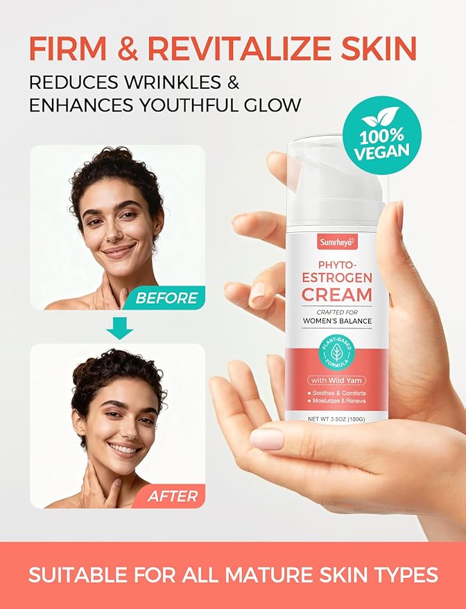 Natural Estrogen Cream for Women - Soothing Phytoestrogen Moisturizer with Wild Yam - Balancing Skin Cream for Menopause Support - Moisturizes, Firms & Revitalizes Dry, Sensitive Skin- 3.5 oz
