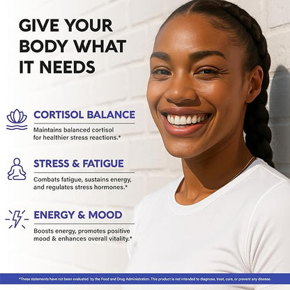 Cortisol Supplement for Women - Holy Basil | Ashwagandha | Rhodiola | L-Theanine - Plant-Based Hormone Balance - Mood, Focus & Sleep Support - Made in USA - Vegan, Non-GMO - 120 Capsules for 4 Months