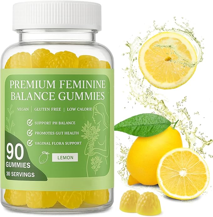 MATOP pH Balance Feminine Gummies for Women - Vaginal Probiotic Lemon Gummy Vegan Gluten-Free Sugar-Free 90 Gummies - 30 Servings