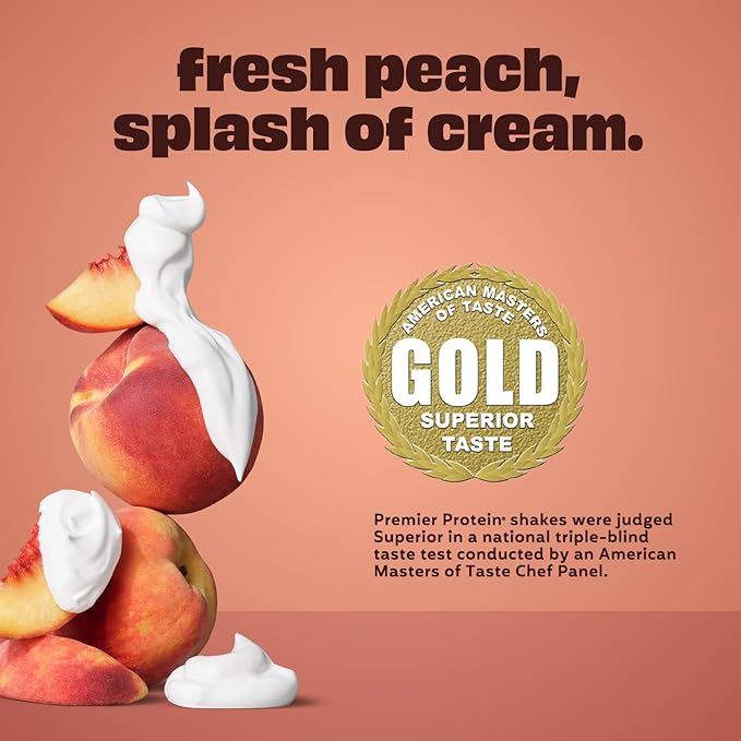 Premier Protein Shake, Peaches & Cream, 30g Protein, No Added Sugar, 24 Vitamins & Minerals to Support Immune Health, 11.5 fl oz, 12 Pack