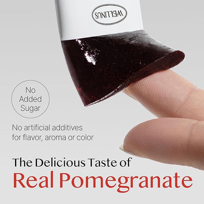 Korean Collagen Jelly Sticks - 25 Pomegranate Flavored Marine Collagen Peptide Snacks for Anti-Aging- Collagen Protein Sugar-Free, Travel Packs for Hair & Nail Strength