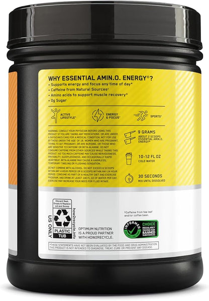 Optimum Nutrition Amino Energy - Pre Workout with Green Tea, BCAA, Amino Acids, Keto Friendly, Green Coffee Extract, Energy Powder - Citrus Spritz, 65 Servings (Packaging May Vary)