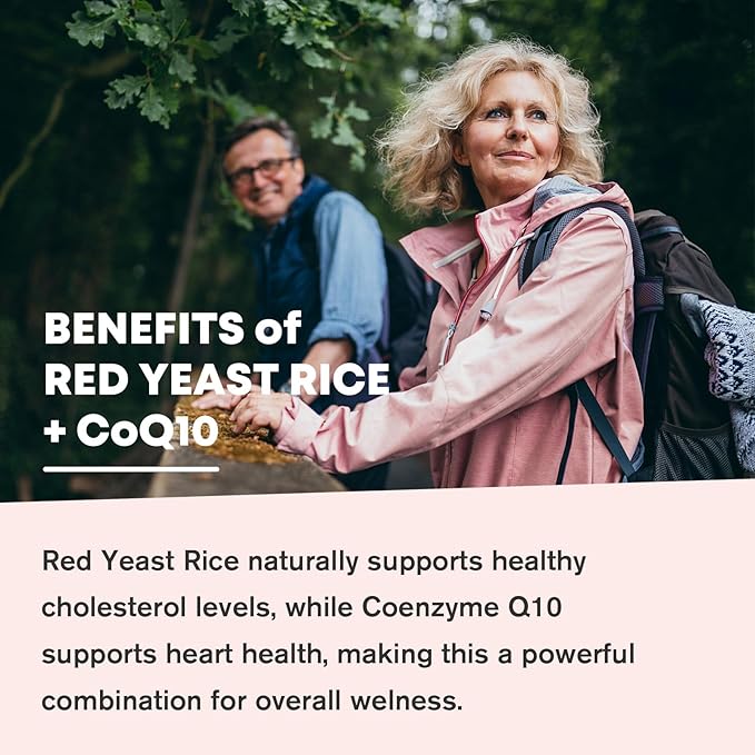 GORNVB Red Yeast Rice with Coq10 Gummies, Red Yeast Rice 2400 mg with CoQ10 200 mg for Cholesterol Lowering Supplements, Sugar Free, Non-GMO, Vegan Heart Health Support – 60 Counts