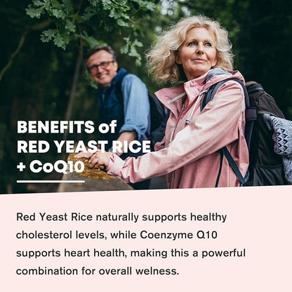 GORNVB Red Yeast Rice with Coq10 Gummies, Red Yeast Rice 2400 mg with CoQ10 200 mg for Cholesterol Lowering Supplements, Sugar Free, Non-GMO, Vegan Heart Health Support – 60 Counts