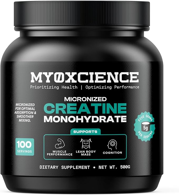 MYOXCIENCE Micronized Creatine | Supports Muscle Performance, Lean Body Mass, & Cognition | 100 Servings