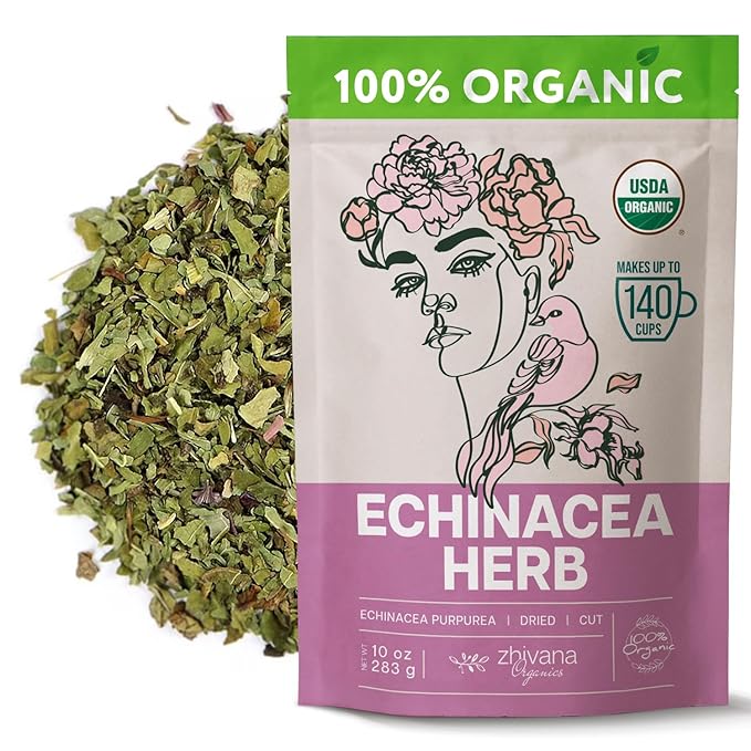 Organic Echinacea Herb (10oz.) – Echinacea Purpurea Tea Loose Leaf - Equinacea Organica - Body Defenses, Immune Support Tea