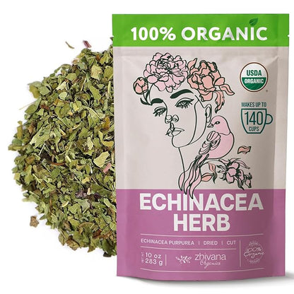 Organic Echinacea Herb (10oz.) – Echinacea Purpurea Tea Loose Leaf - Equinacea Organica - Body Defenses, Immune Support Tea