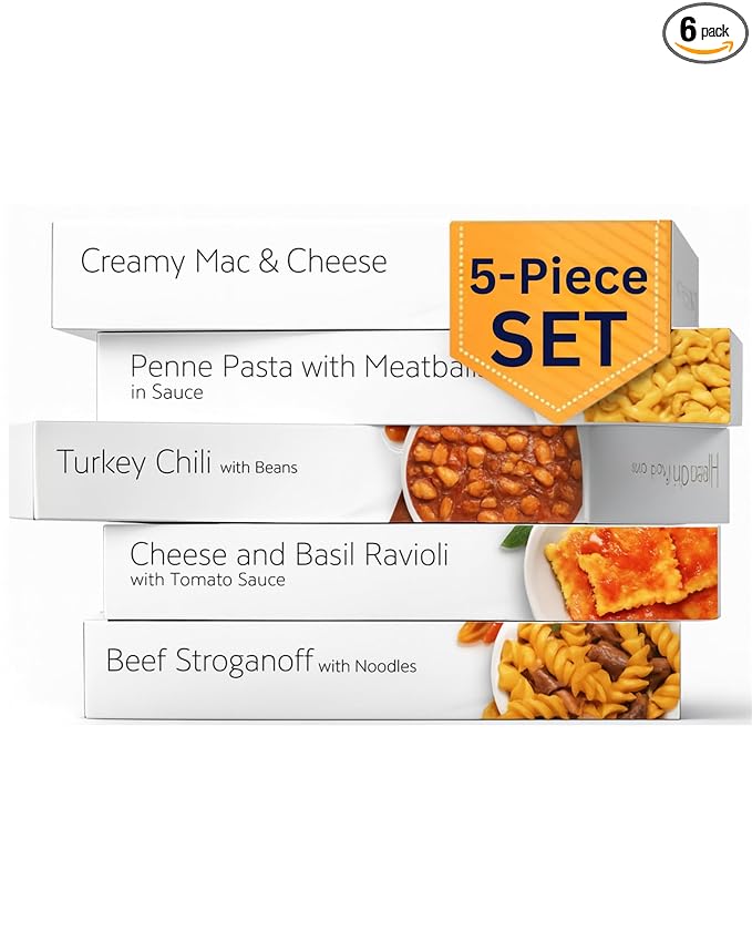 HMR Entrees Meals 5-Pack Variety | Low Calorie Premade Microwave Meals for Weight Loss | Ready to Eat Dinner | Includes Mac & Cheese, Penne Pasta, Turkey Chili, Cheese Basil, Beef Stroganoff