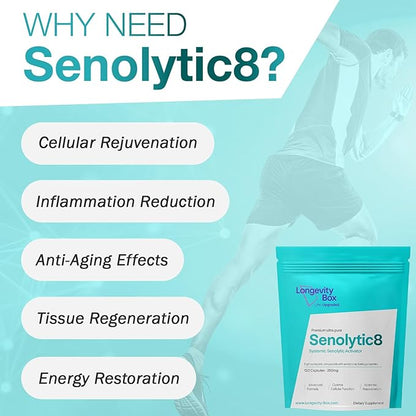 Senolytic Anti-Aging Supplement | Fisetin, Quercetin,NAC, Gamma Tocotrienols | 8-in-1 Cellular Regeneration & Longevity Formula | Boost Energy, Mental Clarity & Healthspan | 120 Vegan Capsules
