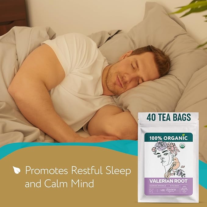Valerian Root Tea Organic (40 Tea Bags) - Valeriana Herb – Calming Herbal Infusion for Sleep, Healthy Stress Response - Te para Dormir de Noche