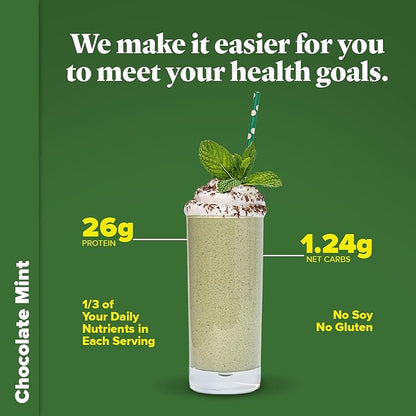 Keto Chow Chocolate Mint - Keto Meal Replacement Shake Powder - Nutritionally Complete - Low Carb - Delicious Easy Meal Substitute - Protein Rich You Choose The Fat - Single Meal Sample