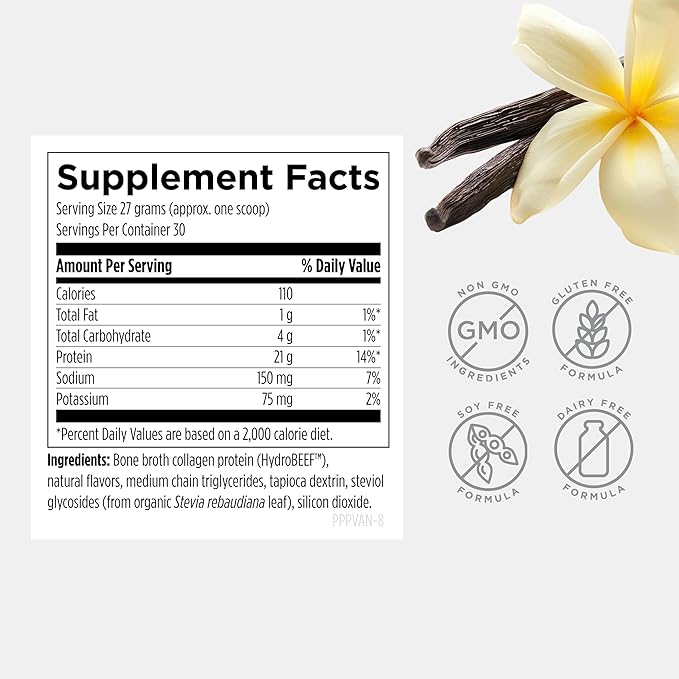 Designs for Health Bone Broth Protein Powder - 26g Grass-Fed, Collagen-Rich Beef Protein Isolate – Unflavored, Paleo, Non-GMO, Dairy-Free (30 Servings / 810g)