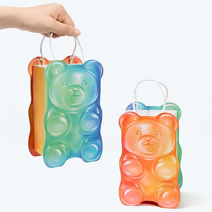 Cheerland Candyland Favor Bag Gummy Candy Bear Birthday Party Treat Bags for Candy Summerween Kids Baby Shower Sweet Dessert Table Decorations Gift Bags for Colorful Cute Party Decoration 4 Pcs