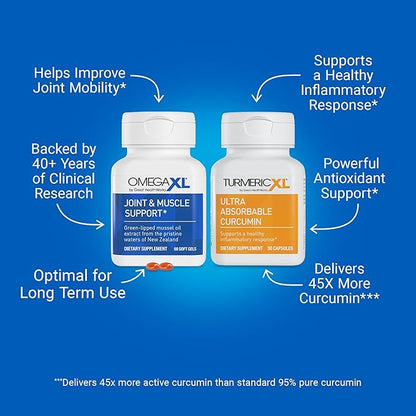 OmegaXL Powerful Joint and Muscle Support Supplement 60 Count (2 Pack) & TurmericXL (30 Count)