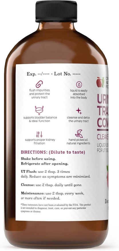 Complete Natural Products Urinary Tract Complete 16oz - Liquid Supplement for Urinary Tract Health with Organic Cranberry, D-Mannose, Beet Root, Fennel Seed, and Turmeric