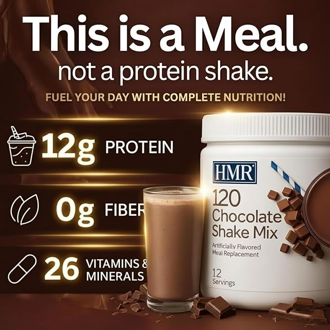 HMR 120 Shake Meal Replacement Powder | Chocolate Shake Mix to Support Healthy Weight Loss | 12g of Protein | Nutritional Drink | Low Calorie Food | 2 Pack (choc/choc), 12 Servings Each