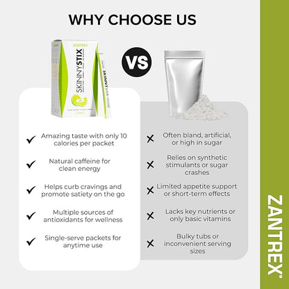 Zantrex SkinnyStix Electric Lime GLP-1 Support Drink Mix, Energy & Metabolic Support Powder, Appetite Control, 30 Single-Serving Packets