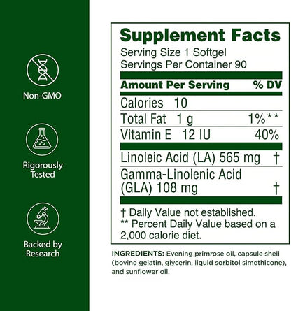 Efamol Pure Evening Primrose Oil - Natural Skin Supplement - Aids with Skin Firmness, Hydration, Wrinkles & Smoothness - with Omega-6 GLA - 90 Softgels