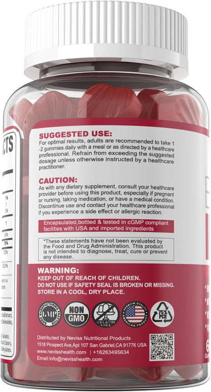 Beet Root Gummies with Iron, Methyl B12, Folate, Vitamin C - Increase Nitric Oxide & Iron Levels, Energy Support, Fight Fatigue, Beetroot & Gentle Iron Supplement, Sugar Free, 60 Counts