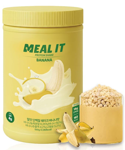 Banana Protein Shake, 14g Protein & High Fiber, Low Sugar, Keto-Friendly Meal Replacement Powder with Korean Cookie Crumble (Soboro) & Oat Crunch Balls 19.8 oz 14 Servings