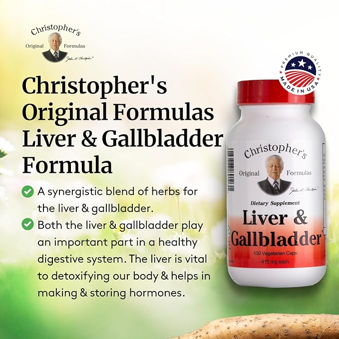 Christopher's Original Formulas Liver & Gallbladder Formula Capsules - Gallbladder Supplements with Digestive Enzymes - Supports Digestive System with Natural Herbs - Pack of 5