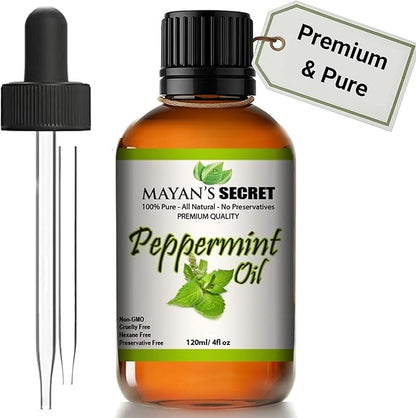 Pure Carrier and Essential Oils for Skin Care, Hair, Body Moisturizer for Face-Anti Aging Skin Care (Peppermint Oil, 4oz)