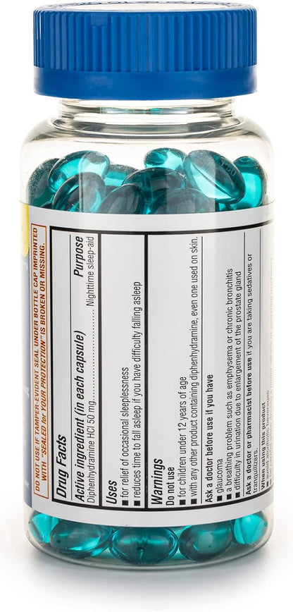 A+Health Nighttime Sleep Aid Diphenhydramine 50mg Softgels, Maximum Strength, 160 Count