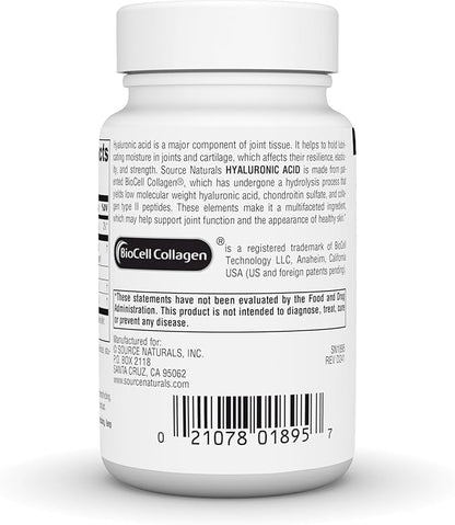 Source Naturals Hyaluronic Acid, Promotes Healthy Joints*, 50mg - 60 Capsules