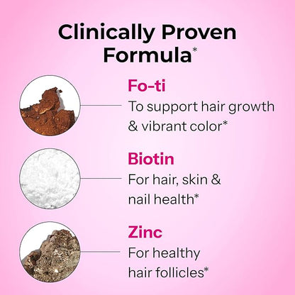 HUM Hair Strong Daily Hair Growth Gummies with Biotin, Zinc, Vitamin B12 to Support Growth, Folic Acid & Vitamin B12 Gummy Vitamins for Healthy Hair Support for Women and Men, 60 Gummies