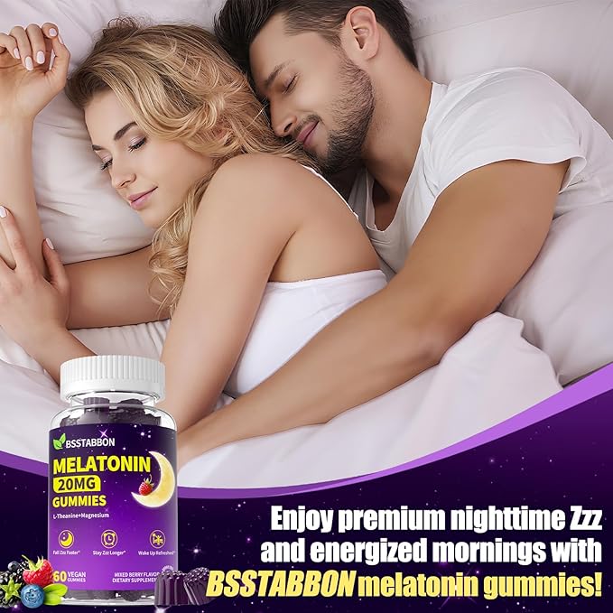 Natural Melatonin 20mg Gummies: Sugar Free Chewable Vegan Supplement with Magnesium Ashwagandha Zinc GABA Vitamin B12 Lemon Balm L-Theanine - Immune Deep Zzz for Adults Women Men(120Count)
