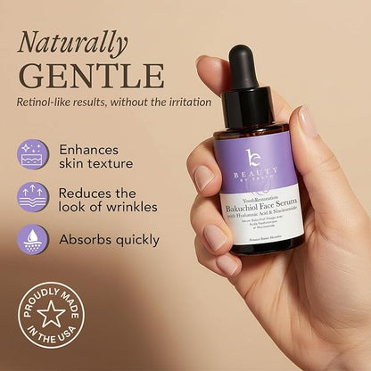 Bio Retinol Alternative Bakuchiol Serum - Smooths Skin & Reduces Fine Lines, USA Made with Natural & Organic Ingredients, Anti-Aging Skin Care Formula, Vegan, Cruelty Free