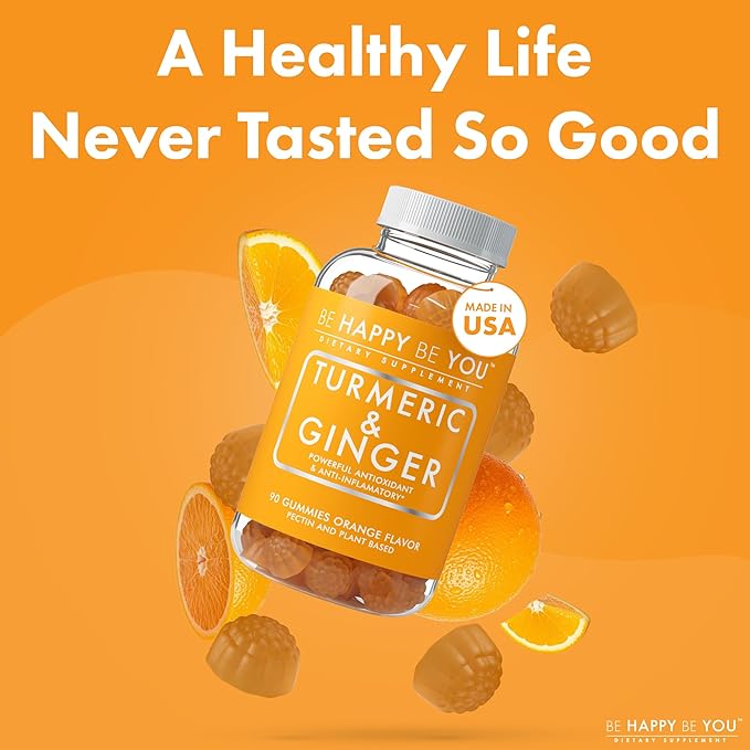 Turmeric & Ginger Gummies – Joint & Mobility Support – Natural Antioxidant Blend – Vegan, Non-GMO, Gelatin-Free, Pectin-Based – Made in USA – 90 Count – Herbal Wellness Gummy