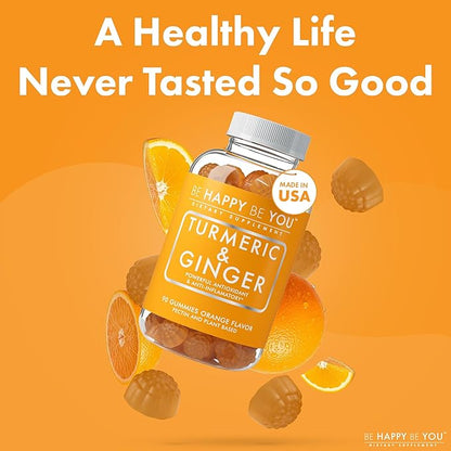 Turmeric & Ginger Gummies – Joint & Mobility Support – Natural Antioxidant Blend – Vegan, Non-GMO, Gelatin-Free, Pectin-Based – Made in USA – 90 Count – Herbal Wellness Gummy